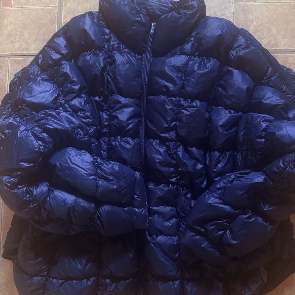 Dark Blue Quilted Puffer Jacket